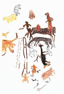 Reproducción de los dibujos rupestres de Toquepala