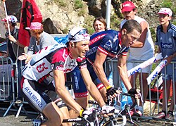 Ivan Basso junto a Lance Armstrong en La Mongie