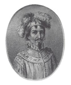 Retrato e ilustración de Jorge Robledo, fundador de Santa Fe de Antioquia.