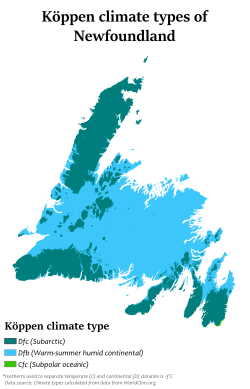 Mapa climático de la Isla de Terranova