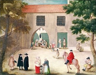 Distribución de limosna a los pobres en la abadía de Port-Royal des Champs alrededor de 1710.