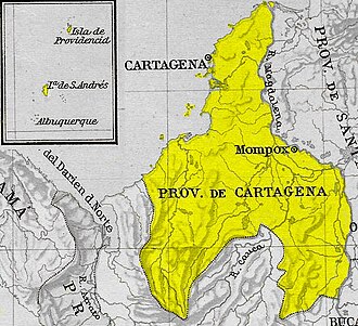 Territorio de la provincia de Cartagena en 1810
