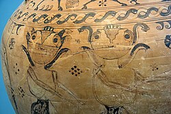 Gorgonas representadas en un ánfora del Museo Arqueológico de Eleusis.