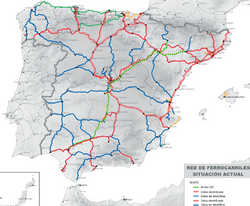 Mapa de la red de ferrocarriles en 2005