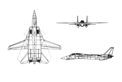 Esquema de un avión de geometría variable