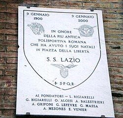Placa conmemorativa del nacimiento de la Lazio