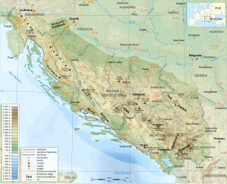 Mapa general de la región de Dalmacia