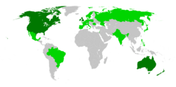 Países de origen de los editores de Wikipedia en inglés