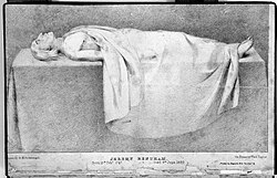 Los restos mortales de Jeremy Bentham presentados para su disección pública, dibujado por H.H. Pickersgill en 1832.
