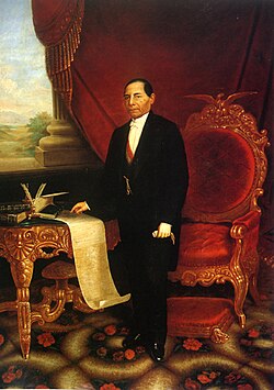 Pintura al óleo de Benito Juárez, líder del bando liberal