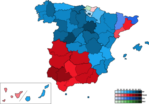 Mapa detallado de resultados por provincias