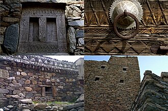 Paisaje de construcciones tradicionales en la región