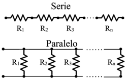 Diagrama de resistores en serie y paralelo
