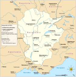 Mapa del Reino de Burgundia