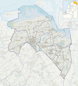 Mapa de localización de Groninga en la provincia de Groninga