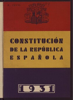 Portada de la Constitución de la República Española