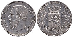Moneda de 5 francos de 1869