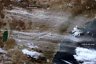 Imagen satelital de tormentas de polvo