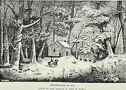 Representación gráfica antigua que muestra el aspecto de Indianápolis en 1820
