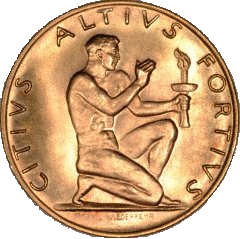 Representación gráfica asociada al lema olímpico Citius altius fortius
