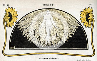 Ilustración Girasol de Ephraim Moses Lilien
