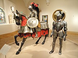 Caballeros montados y a pie. La armadura y la caballería dominaron el campo de batalla hasta la invención de las armas de fuego