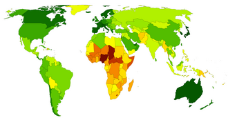 Mapa mundial que representa la esperanza de vida al nacer en cada país en 2023.