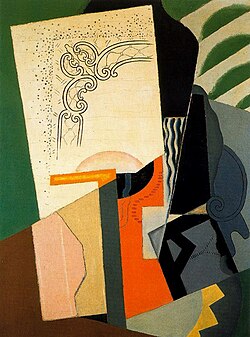 Composición cubista, 1916-1919. Óleo y collage sobre lienzo.