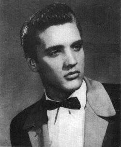 Retrato fotográfico de Elvis Presley, figura clave en la música estadounidense.