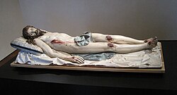 Cristo yacente esculpido por Gregorio Fernández en 1627 y custodiado en el Museo Nacional de Escultura.