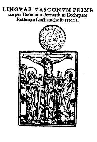 Portada o fragmento de Linguae Vasconum Primitiae de Bernard Dechepare
