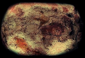 Réplica de las pinturas polícromas en la Cueva de Altamira.