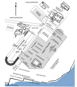 Plano esquemático del distrito imperial de Constantinopla en el siglo VI