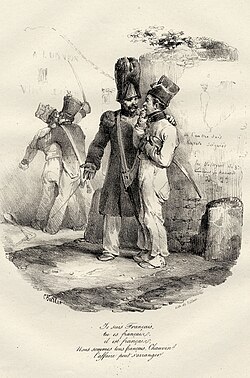 Representación de Nicolas Chauvin como soldado del ejército francés