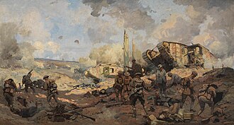 Representación artística de la ruptura de la línea Hindenburg