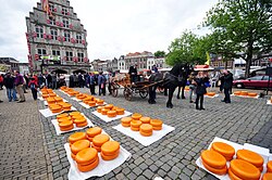 Vista del mercado de queso tradicional en Gouda
