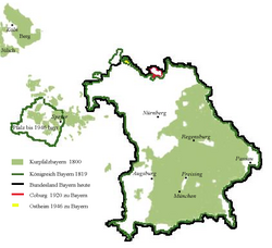 Mapa del Electorado y el Reino de Baviera