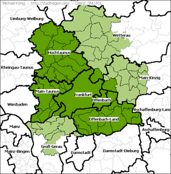 Mapa de la región metropolitana de Fráncfort