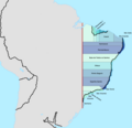 Mapa de Brasil según el Tratado de Tordesillas