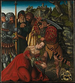 Pintura clásica del martirio de Santa Bárbara