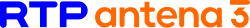 Logo y detalles de transmisiones de RTP Antena 3