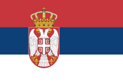 Tabla informativa y emblema de la participación de Serbia en los Juegos Olímpicos de Londres 2012