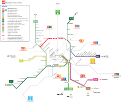 Plano esquemático con las propuestas y planes de expansión de la red de transporte.