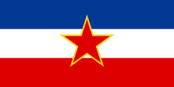 Bandera y datos representativos de la delegación yugoslava en 1984