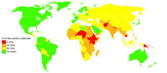 Mapa mundial de la urbanización en 2012