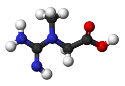 Estructura molecular esquemática de la creatina