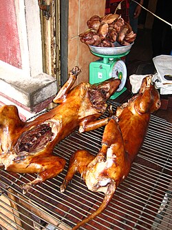 Perro a la parrilla en Vietnam