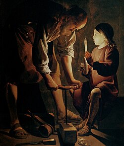 Retrato de la obra San José carpintero de Georges de La Tour