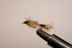Mosca tipo Ninfa Oreja de Liebre.