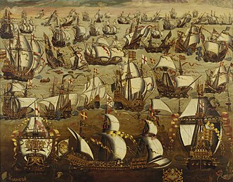 Pintura histórica del enfrentamiento naval